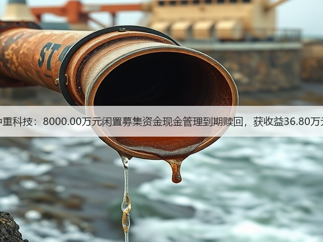 中重科技:8000.00万元闲置募集资金现金管理到期赎回,获收益36.80万元(图2) 中重科技:8000.00万元闲置募集资金现金管理到期赎回,获收益36.80万元(图2)