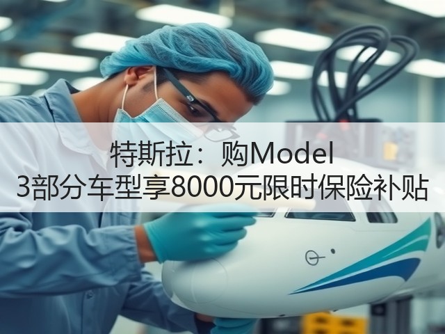 特斯拉：购Model 3部分车型享8000元限时保险补贴(图1)