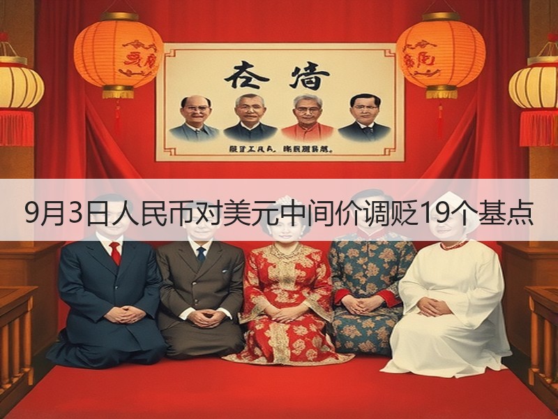 9月3日人民币对美元中间价调贬19个基点