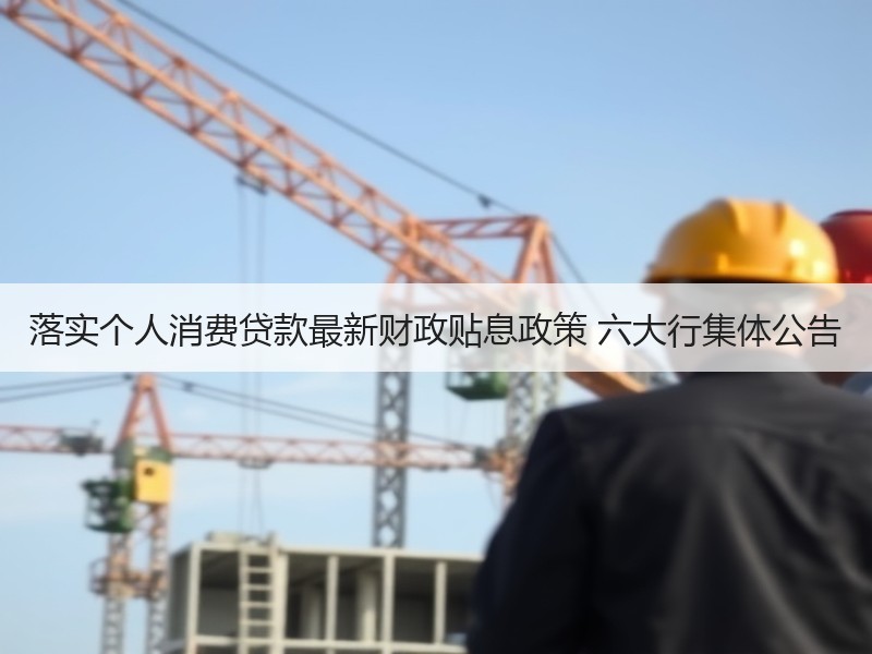 落实个人消费贷款最新财政贴息政策 六大行集体公告