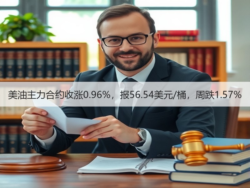 美油主力合约收涨0.96%，报56.54美元/桶，周跌1.57%