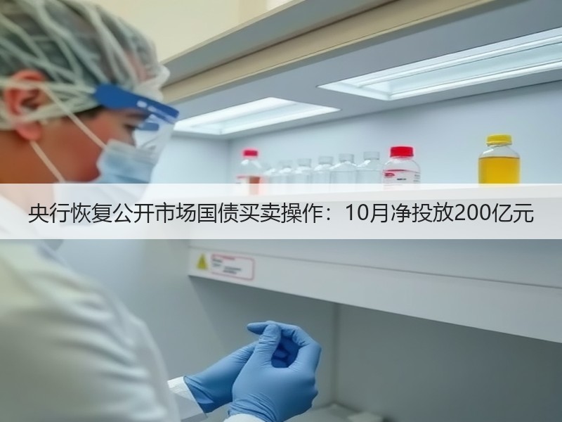 央行恢复公开市场国债买卖操作：10月净投放200亿元