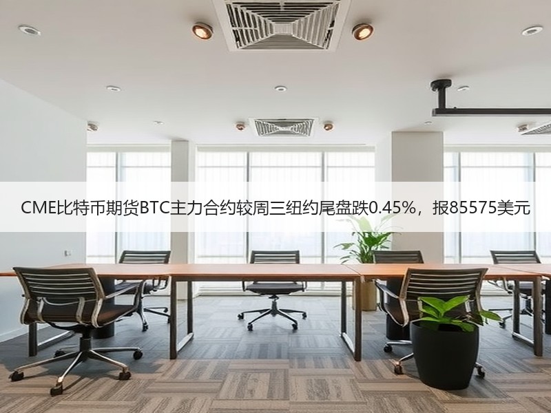 CME比特币期货BTC主力合约较周三纽约尾盘跌0.45%，报85575美元