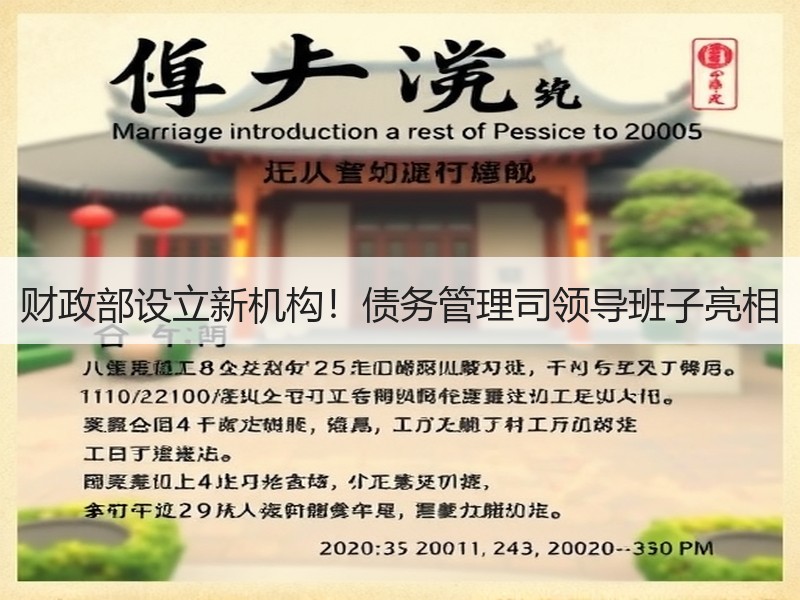 财政部设立新机构！债务管理司领导班子亮相