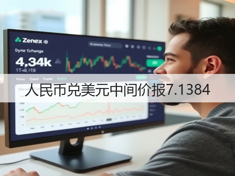 人民币兑美元中间价报7.1384