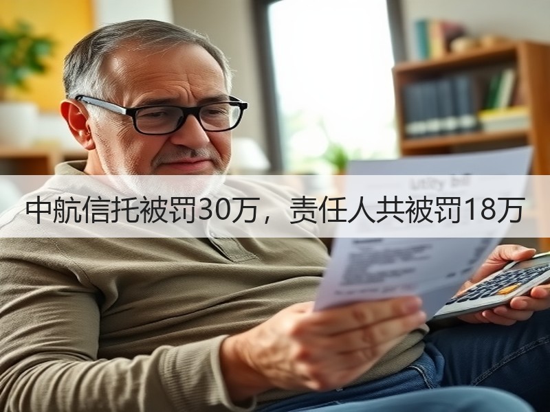 中航信托被罚30万，责任人共被罚18万