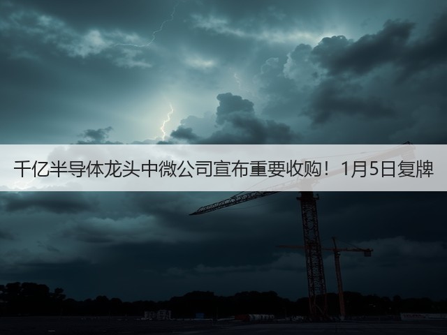 千亿半导体龙头中微公司宣布重要收购！1月5日复牌(图1)