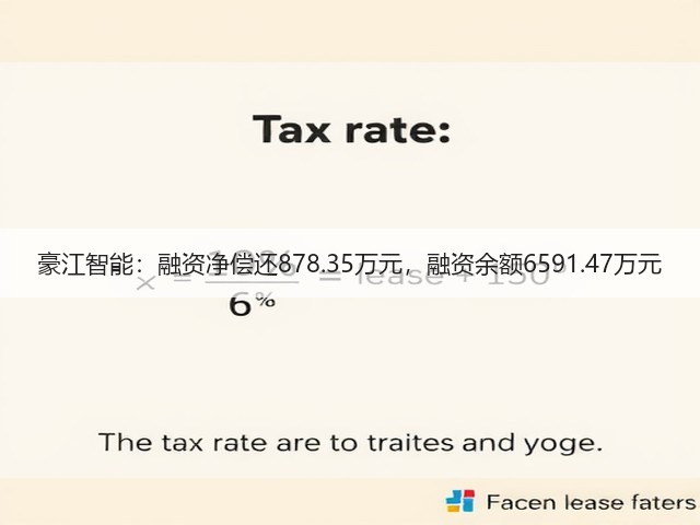 豪江智能:融资净偿还878.35万元,融资余额6591.47万元(图1) 豪江智能:融资净偿还878.35万元,融资余额6591.47万元(图1)